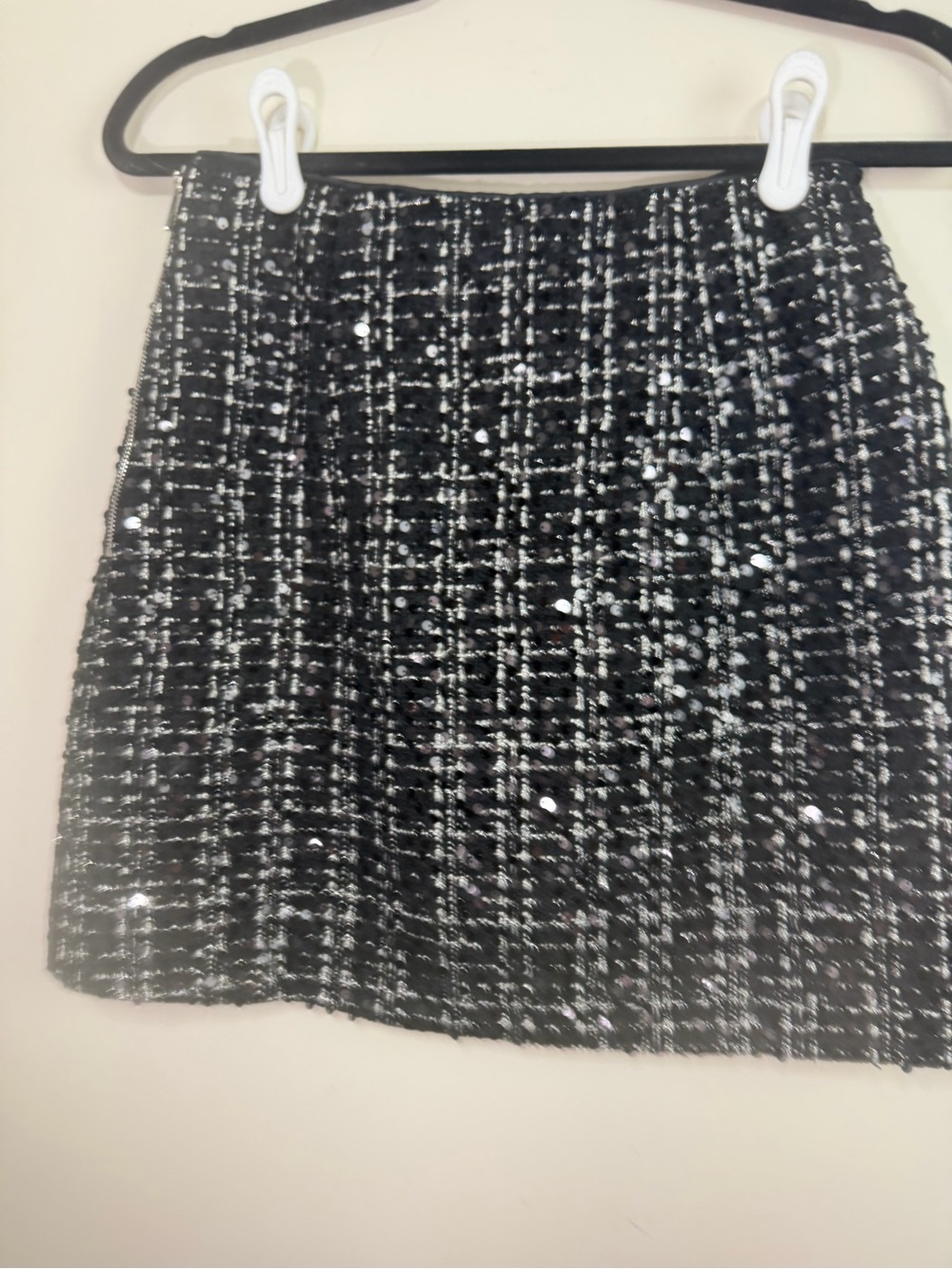 Amylynn UO Black & White Sequin Janette Tweed Academia Preppy Mini Skirt NWT 4